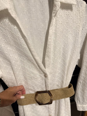 Zara midi dress white with belt, new