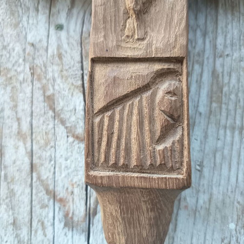 Handmade Acacia Wood Cross like new with Jesus Christ carving
