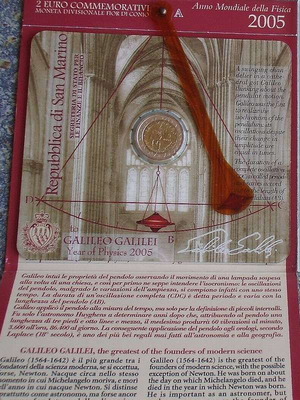 SAC Άγ. Μαρίνος 2 Ευρώ 2005 FDC Γαλιλαίος (blister)
