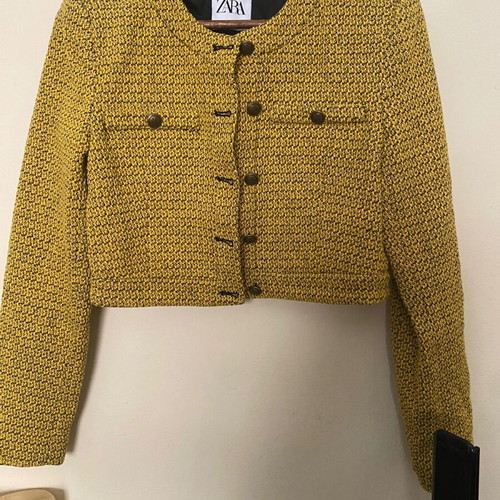 Zara crop jacket used, size M, yellow