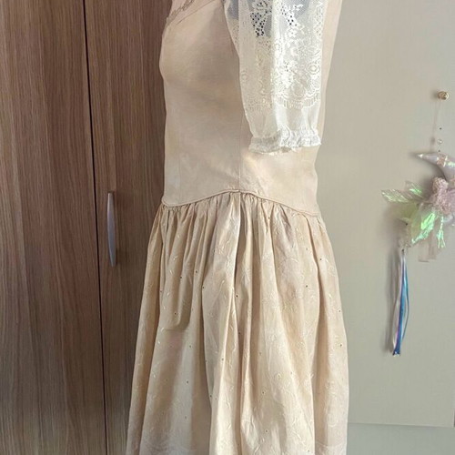 Vintage ecru doll-like dress like new with beige lace blouse