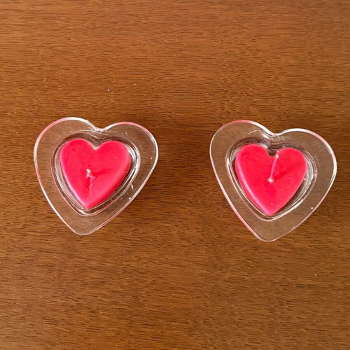 Heart-Shaped Decorative Candles with Glass Holders, New