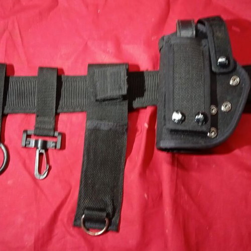 Tactical belt used, black cordura with quick-release buckle and holsters