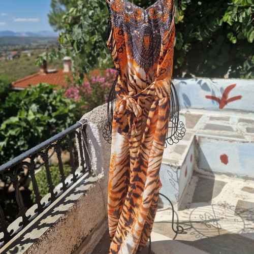 Summer one-piece jumpsuit new, tiger print with belt