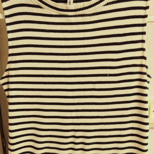 Strativarius long striped dress like new, size small, white and blue