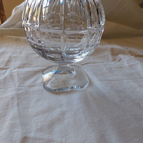 Crystal vase with foot from France used, antique 18×18 cm