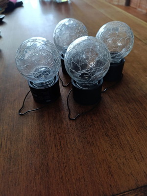 4 Hanging Solar Garden Lights with Cracked Glass Effect