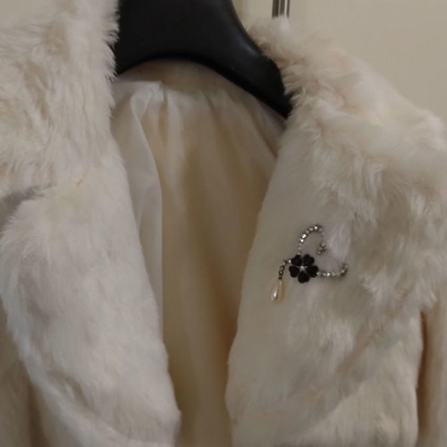 Fur bolero used white/beige, size Medium, Italian