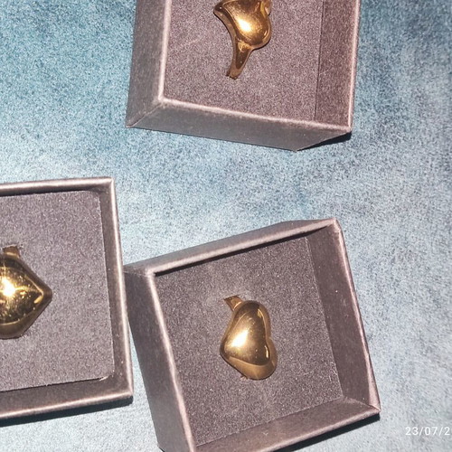 Stainless Steel Rings new, gold color, heart shape, set of 3