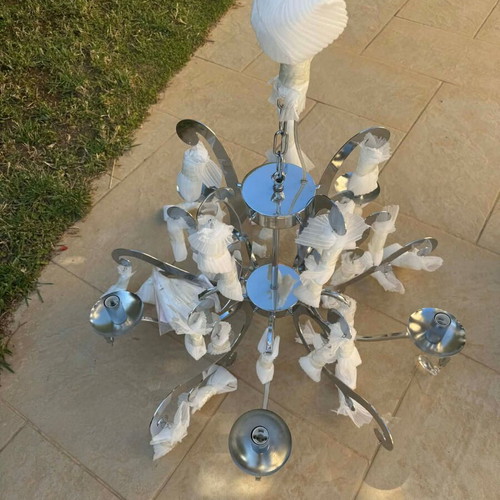 Ceiling Chandelier 6-Light Chrome with Crystals New