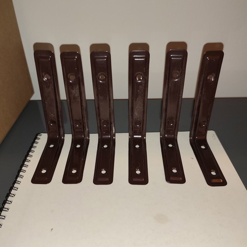 Shelf support brackets used, pack of 6, 7.5x12cm, brown