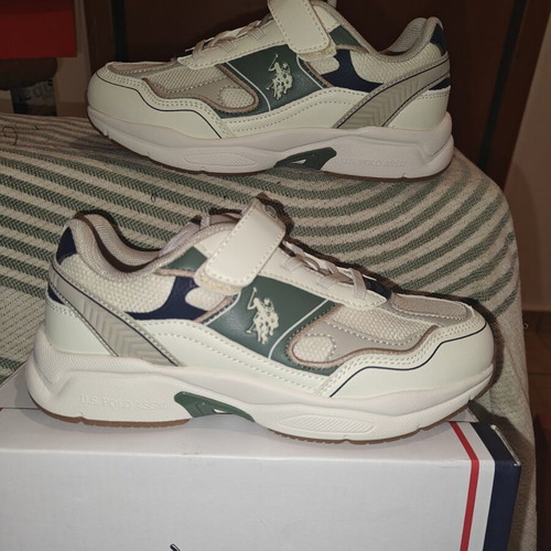 U.S. Polo Assn. Supole 5FX athletic shoes new, size 35, beige multicolor