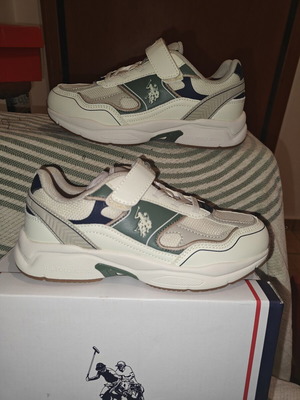 U.S. Polo Assn. Supole 5FX athletic shoes new, size 35, beige multicolor