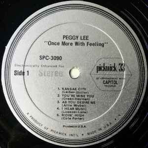 Peggy Lee Once More With Feeling LP used, jazz
