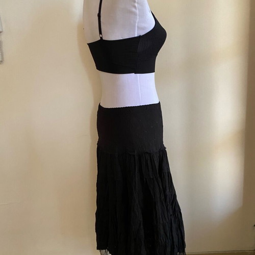 Midi skirt with pleats and tulle like new, black, size S/M