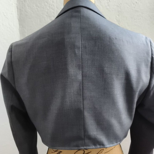 Handmade upcycled cropped blazer with denim details