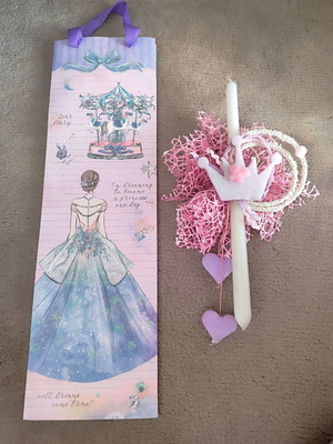 Handmade candle with wax creations and white glitter new