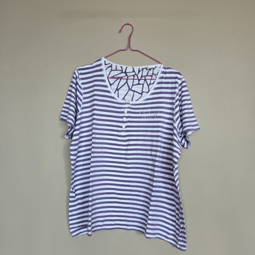Women's blouse used, elastic, white and purple, one size