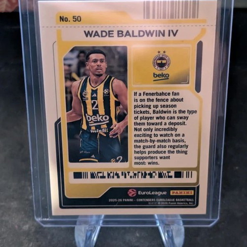 Wade Baldwin IV 2025-26 Panini Contenders EuroLeague Game Ticket Premium Edition like new