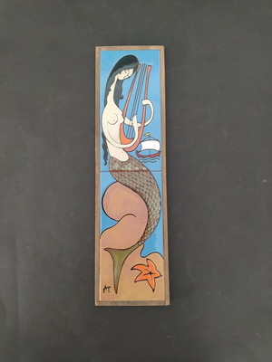 Ceramic Wall Decor Mermaid by Angelos Tsakirakis like new, 10x40 cm