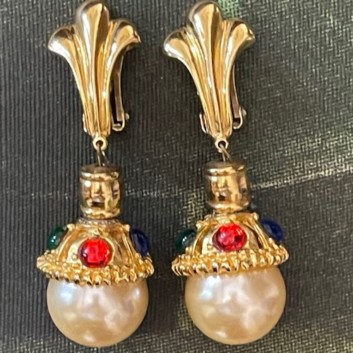 Large clip-on earrings vintage Custom Jewellery France like new