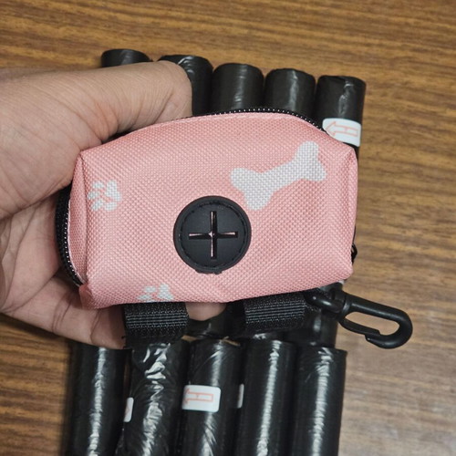 Dog Poop Bags Set with Pink Holder, 20 Rolls, New