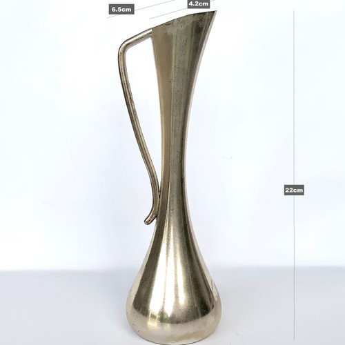 Silver-plated small vase with handle used, minimal design