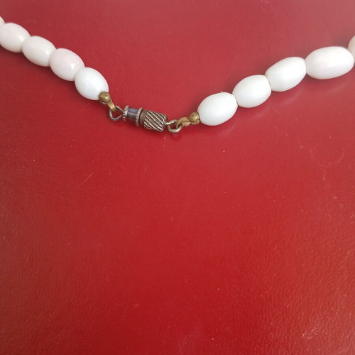 Pressed coral necklace, soft pink color, 45 cm
