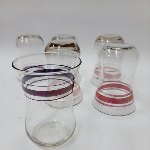 Vintage Azerbaijani Tea Glasses Set of 6 Tulip Shape with Original Box like new