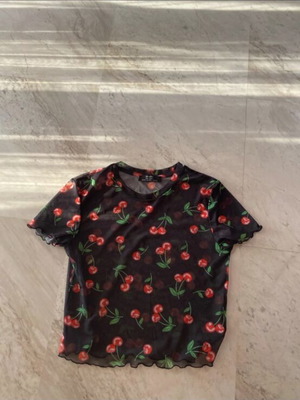 Bershka transparent top with cherry print