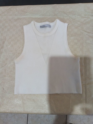 Bershka λευκό ριμπ crop top μέγεθος XS σαν καινούργιο