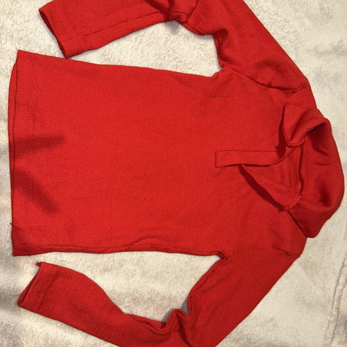 Shein red ribbed long-sleeve polo shirt size S used