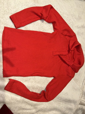 Shein red ribbed long-sleeve polo shirt size S used