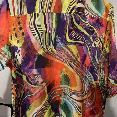 Erfo shirt tunic with psychedelic patterns like new, multicolor, size 44