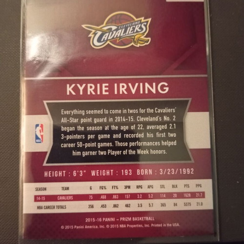 Panini Prizm Basketball 2015-16 Kyrie Irving #115 card new