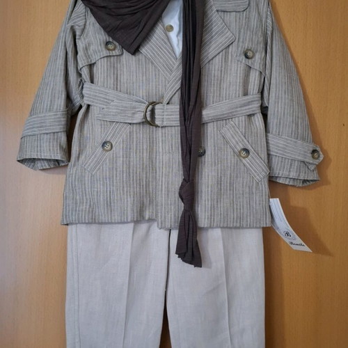 Boys' linen set new, includes coat, pants, shirt, belt