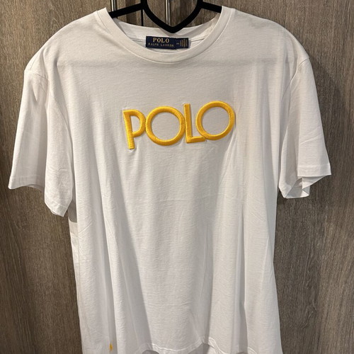 Polo Ralph Lauren white T-shirt XXL like new with yellow embroidered logo