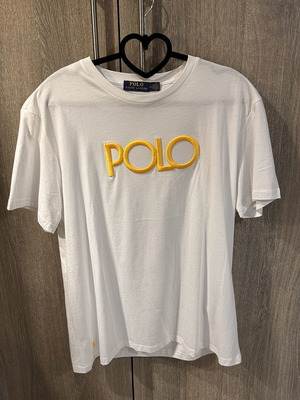 Polo Ralph Lauren бяла тениска XXL като нова с жълто бродирано лого