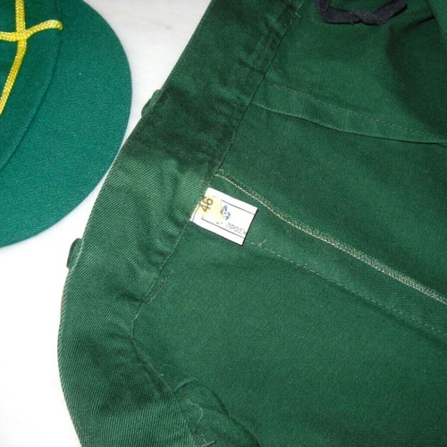 Vintage Greek Scouts set used, shorts, belt and wolf hat