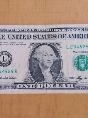 United States 1 dollar bill used, series 2006