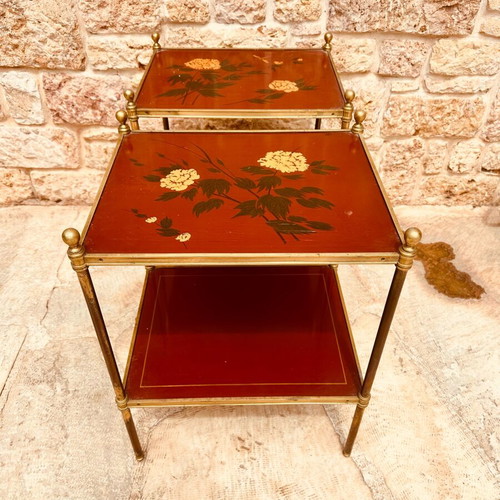 Chinoiserie vintage handmade bedside tables set of 2