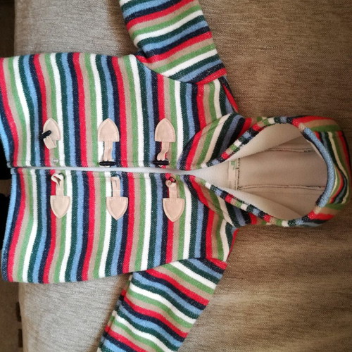 Benetton baby coat used for boy 3-6 months striped with hood