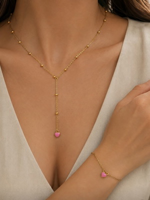 Summer necklace and bracelet set stainless steel, new