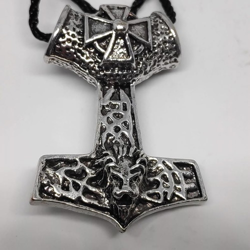 Mjolnir Thor's Hammer Pendant with Scandinavian Motifs and Lion, like new