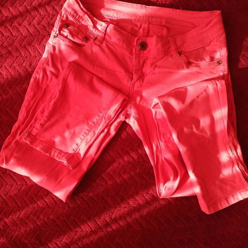 Women's pink pants used, size M, soft denim fabric