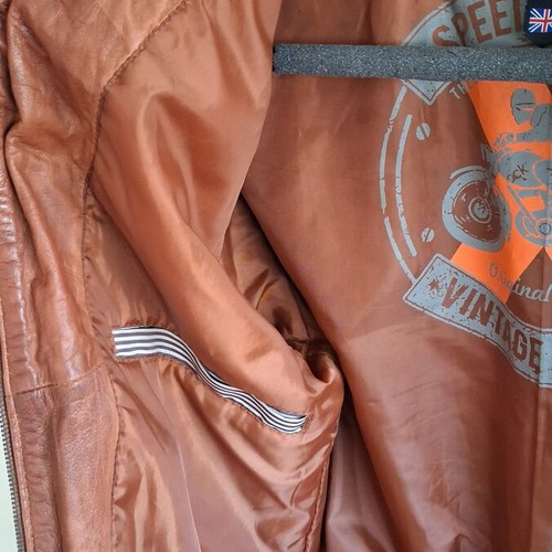 Leather jacket tabac Large like new, brown
