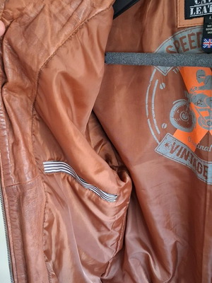 Leather jacket tabac Large like new, brown