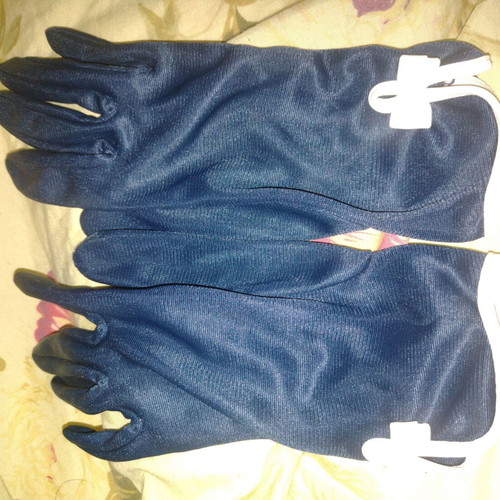Marlen Lux gloves new, women's, dark blue with white