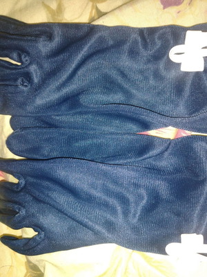 Marlen Lux gloves new, women's, dark blue with white