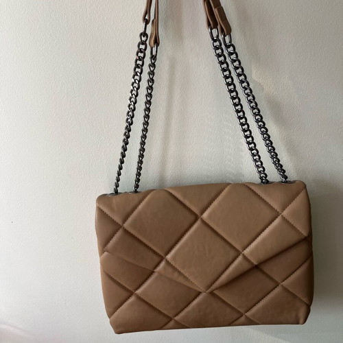 Zara shoulder bag new, beige, with button and large capacity